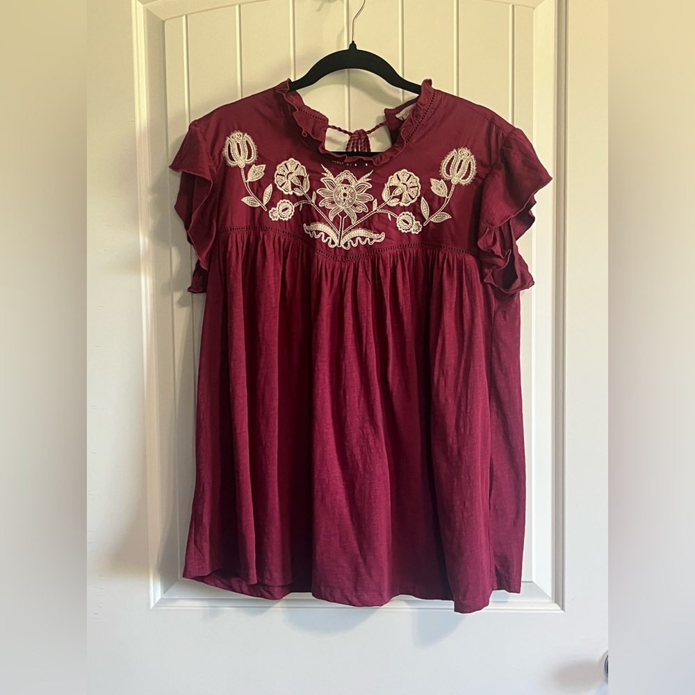 Knox Rose 🌹 Top Size Large Embroidery Tassels Tie Boho Hippie Festival Spring